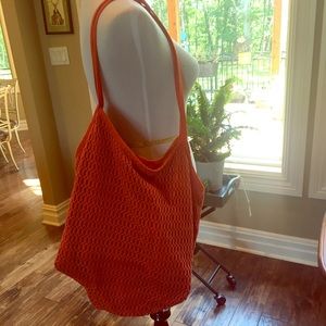 Bright orange shopping tote